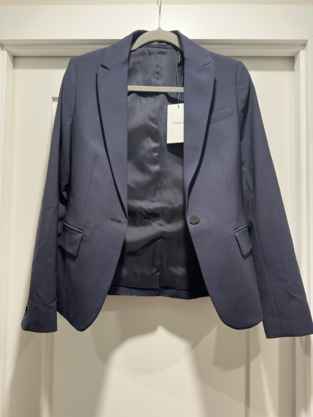 Theory Women's Navy Single-Button Notch Lapel Blazer